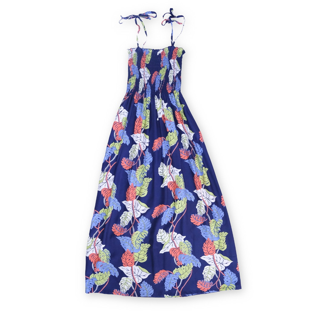 Women's Monstera Border Hawaiian Long Sun Dress