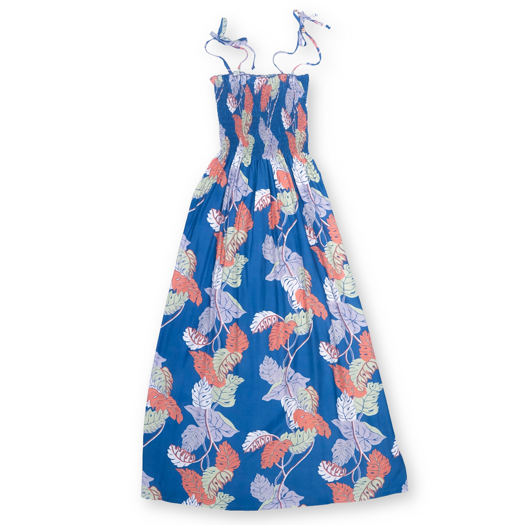 Women's Monstera Border Hawaiian Long Sun Dress