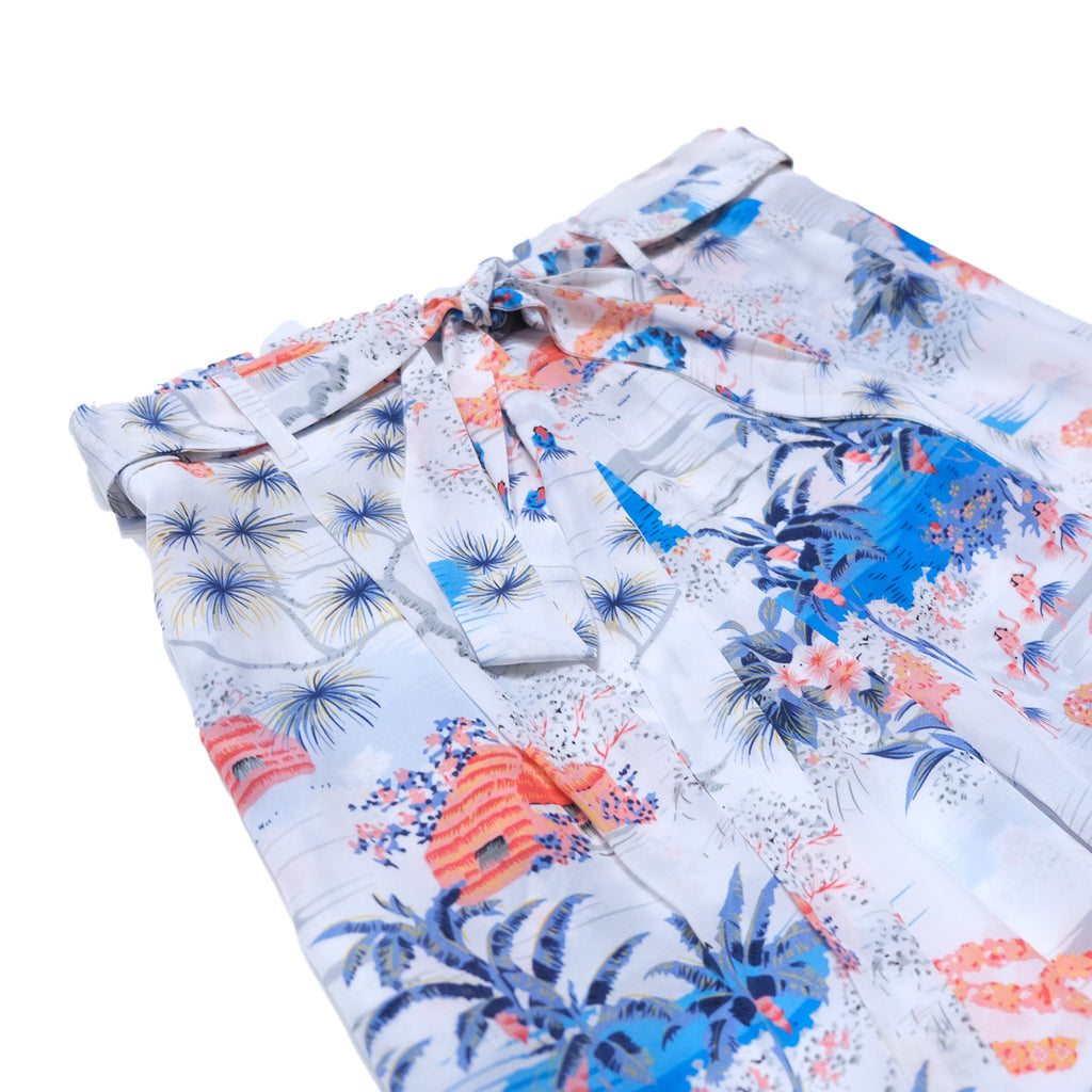 Women's Aloha Hawaii Elastic Waist Bow Tie Pants - White