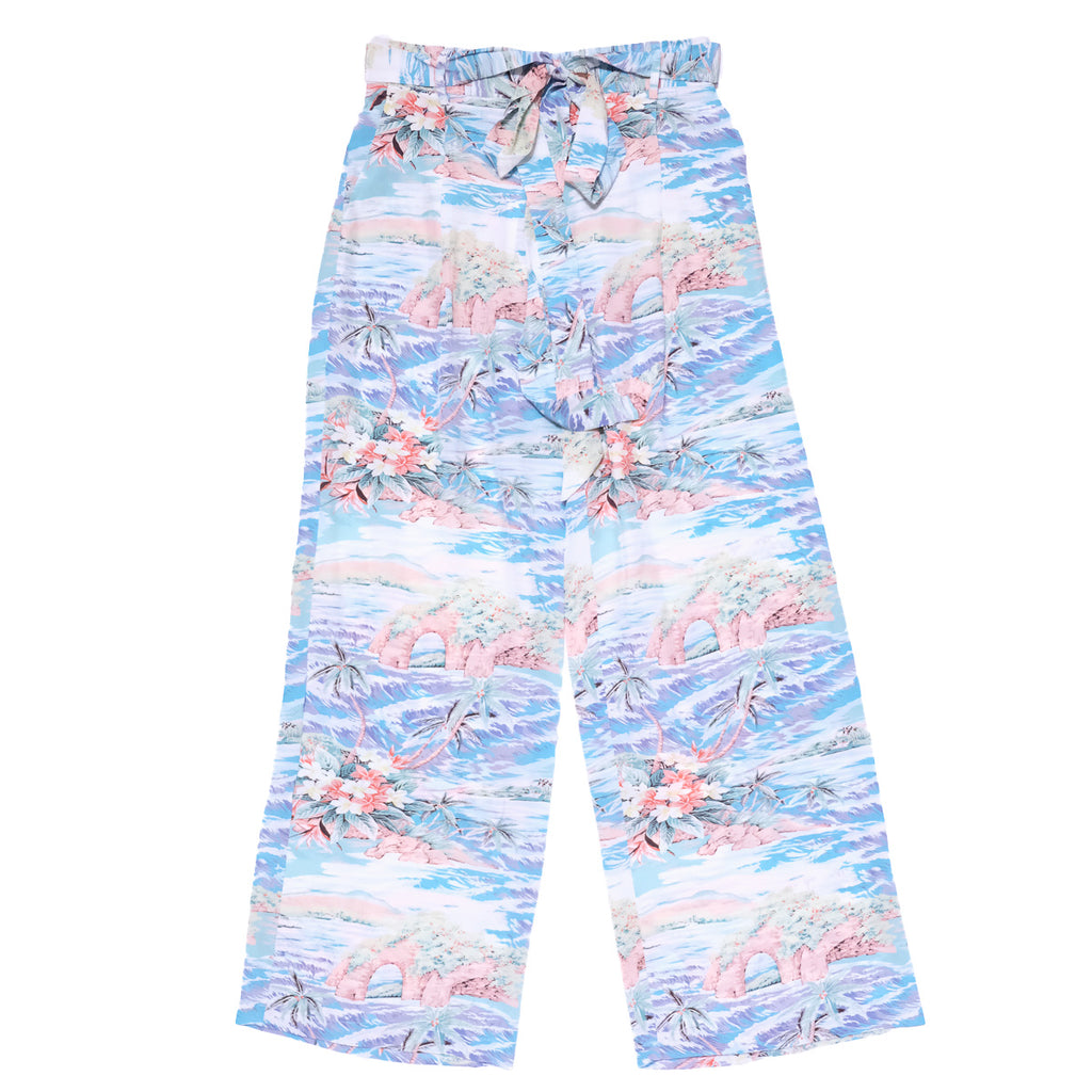 Oasis (Elastic Waist Bow Tie Pants) - Blue