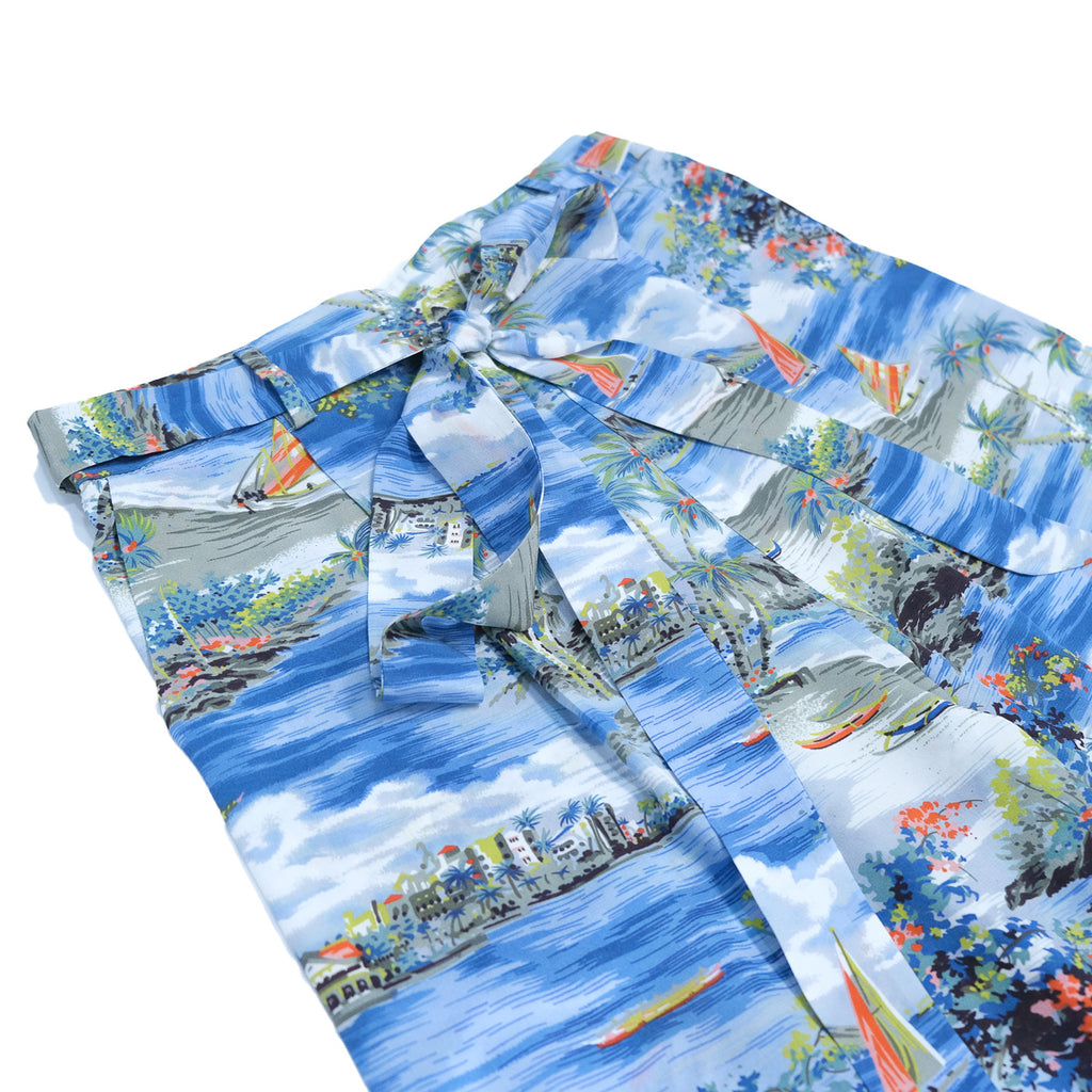 Women's Mauka to Makai (Elastic Waist Bow Tie Pants) - Blue