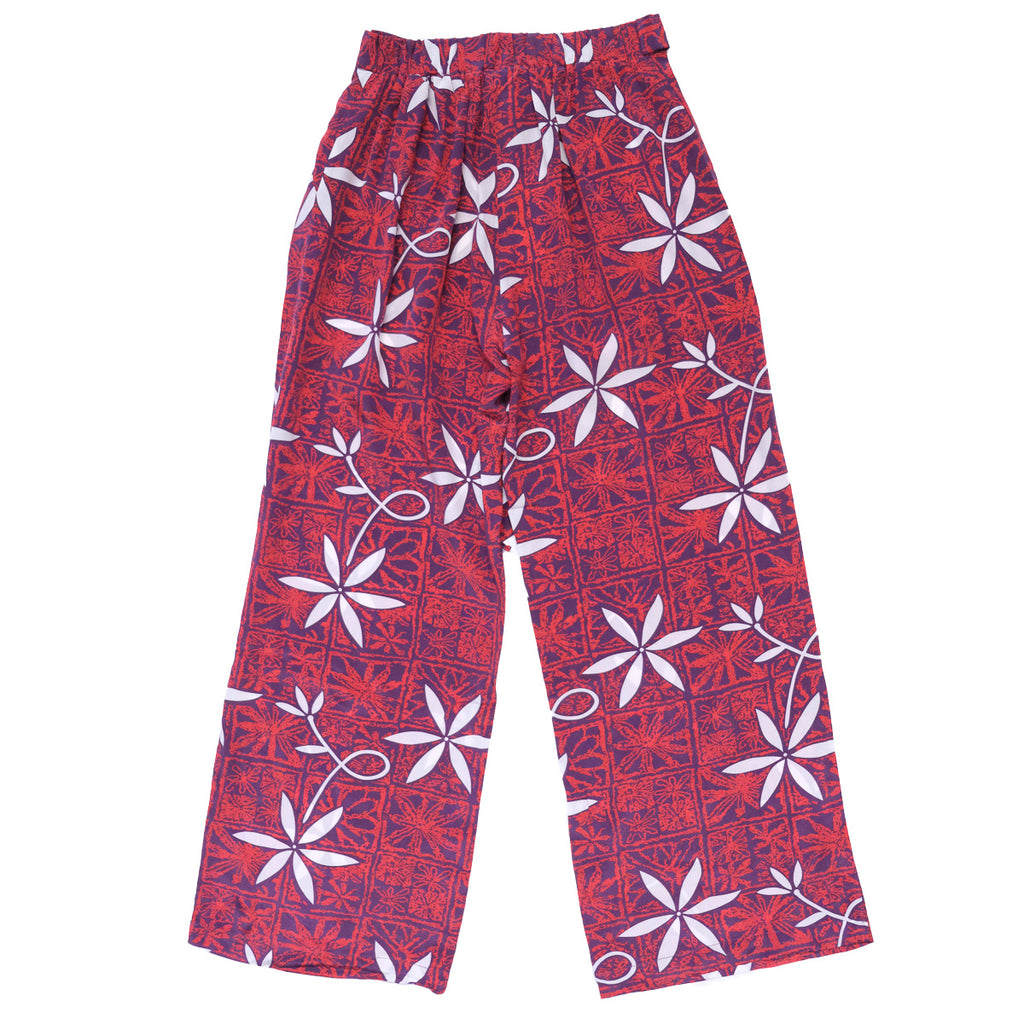 Women's Blue Hawaii Elastic Waist Bow Tie Pants - Red