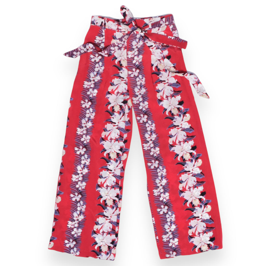 Women's Orchid Elastic Waist Bow Tie Pants - Red