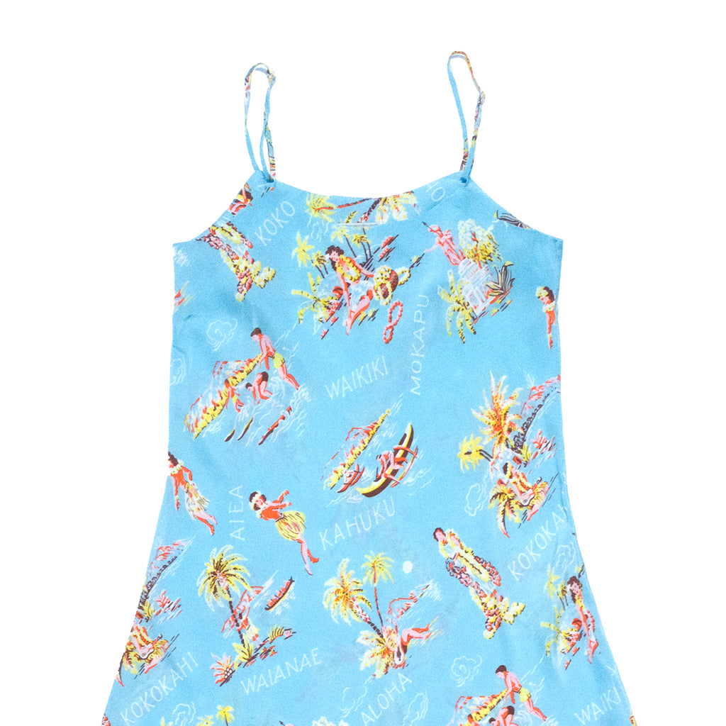 Women's Lei Greeting Hawaiian Slip Dress - Seafoam