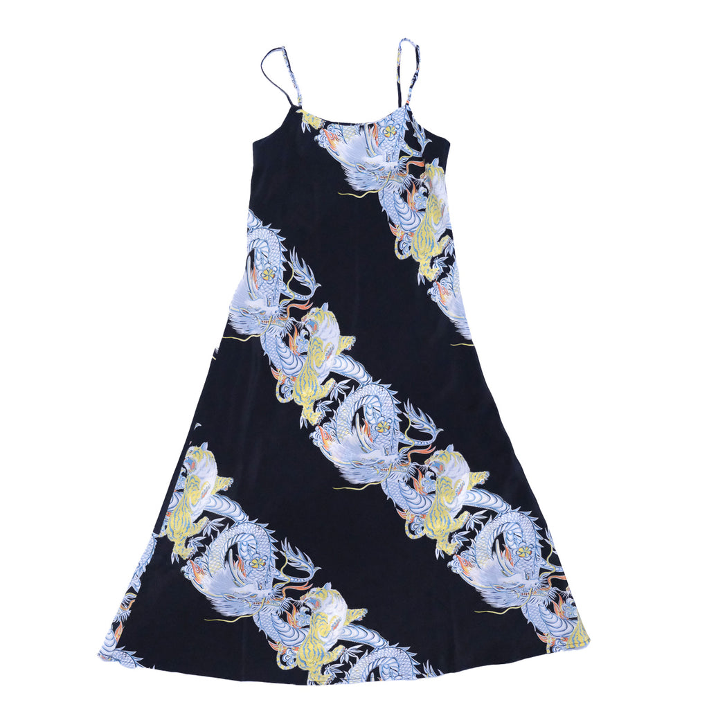 Women's Dragon & Tiger Slip Dress - Black