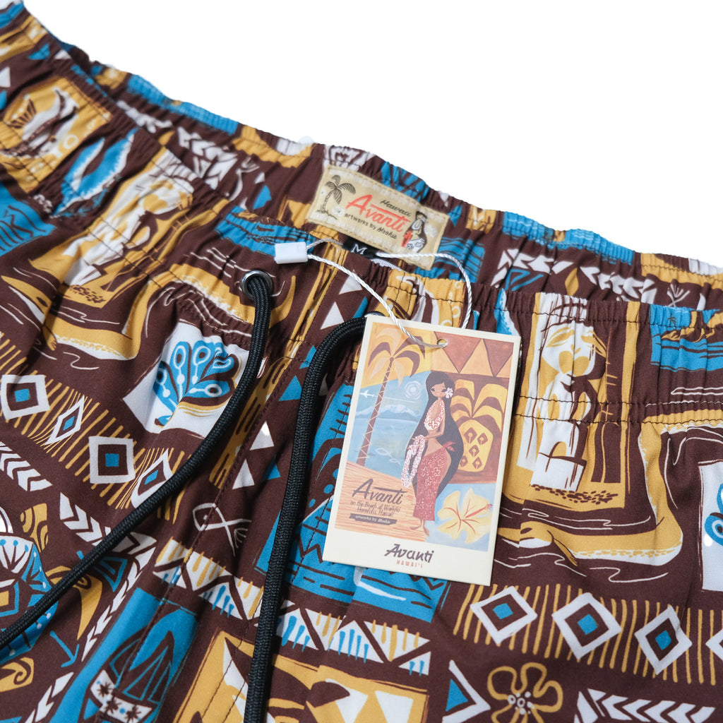 "Under the Sea" Mookie Sato x Avanti Swim Trunks - Brown