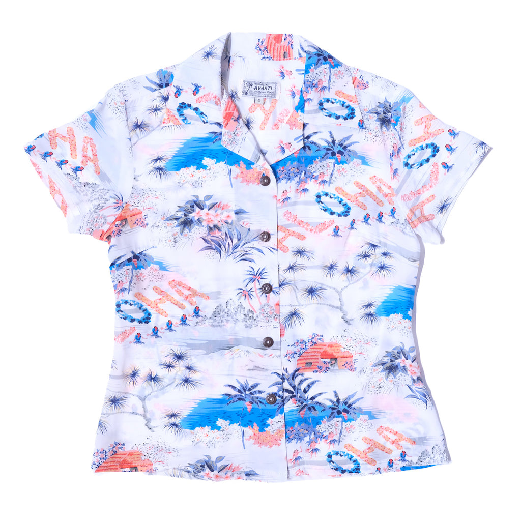 Women's Aloha Hawaii Hawaiian Shirt - White