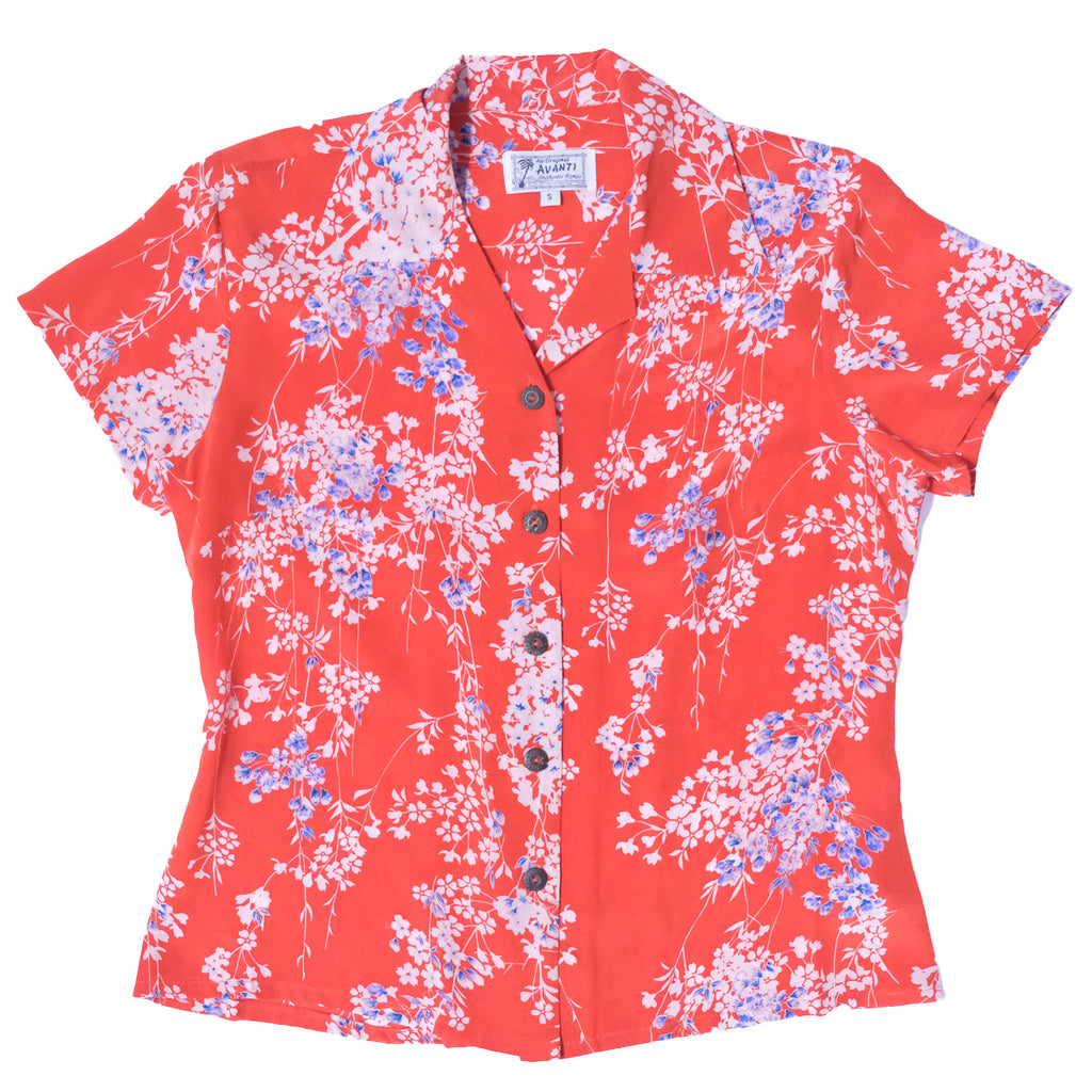 Women's Sakura Hawaiian Shirt - Red