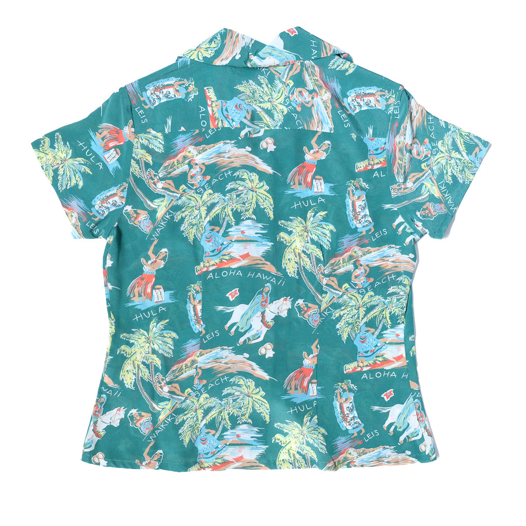 Women's Pau Rider Hawaiian Shirt - Green