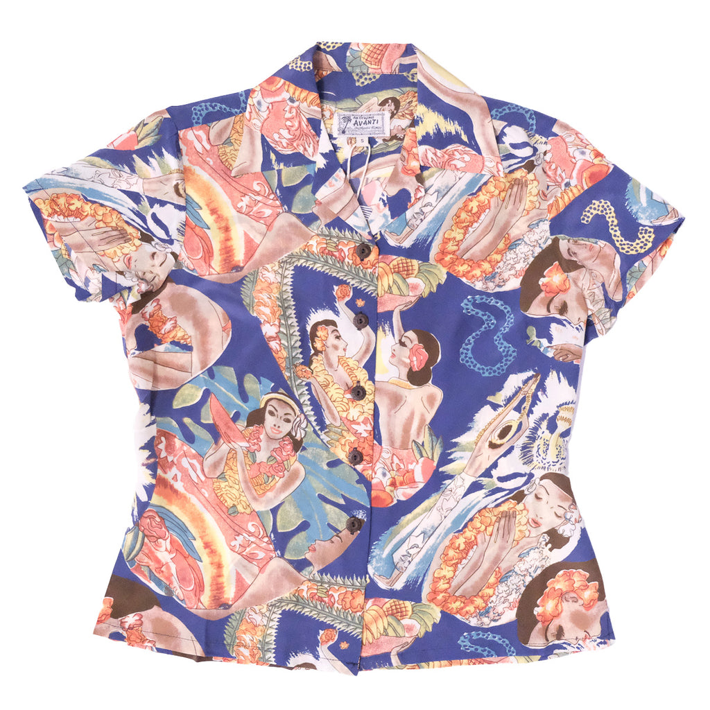 Women's Fruit Harvest Hawaiian Shirt - Blue