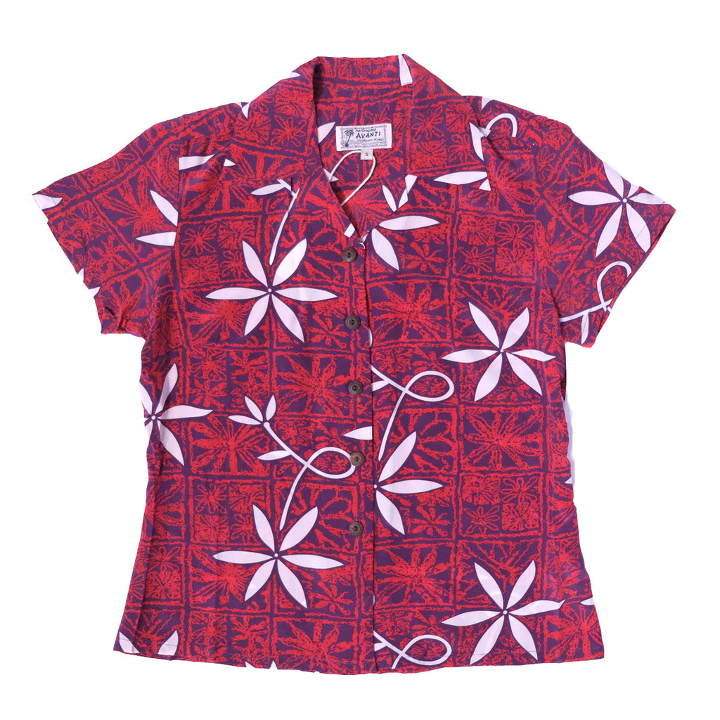 Women's Blue Hawaii Hawaiian Shirt - Red