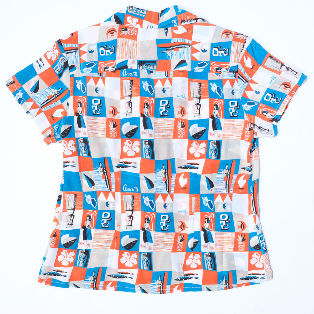 Women's Mookie Sato x Avanti "Fly to Hawaii" Hawaiian Shirt - White