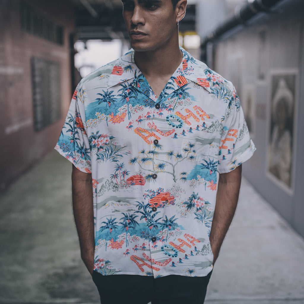 Men's Aloha Hawaii Hawaiian Shirt - White