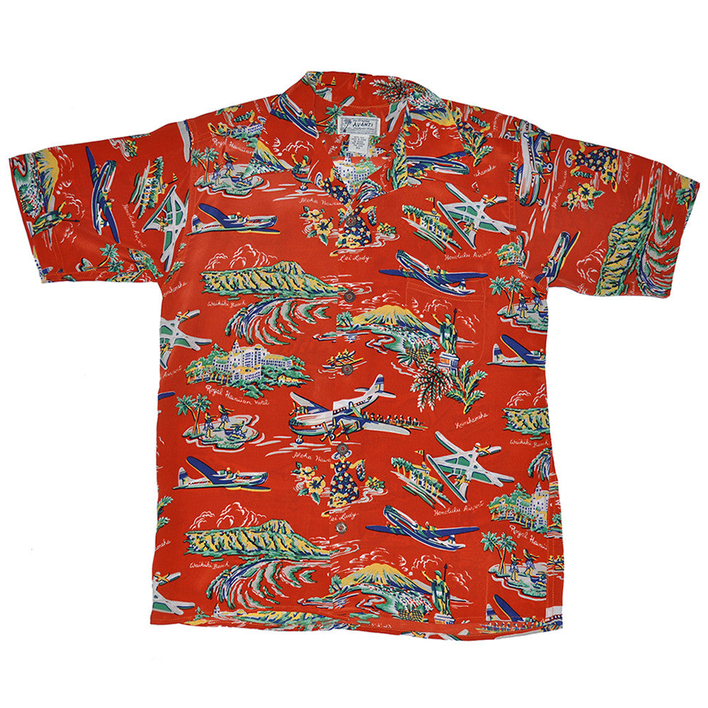 Junior Airways Hawaiian Shirt - Mandarin Red