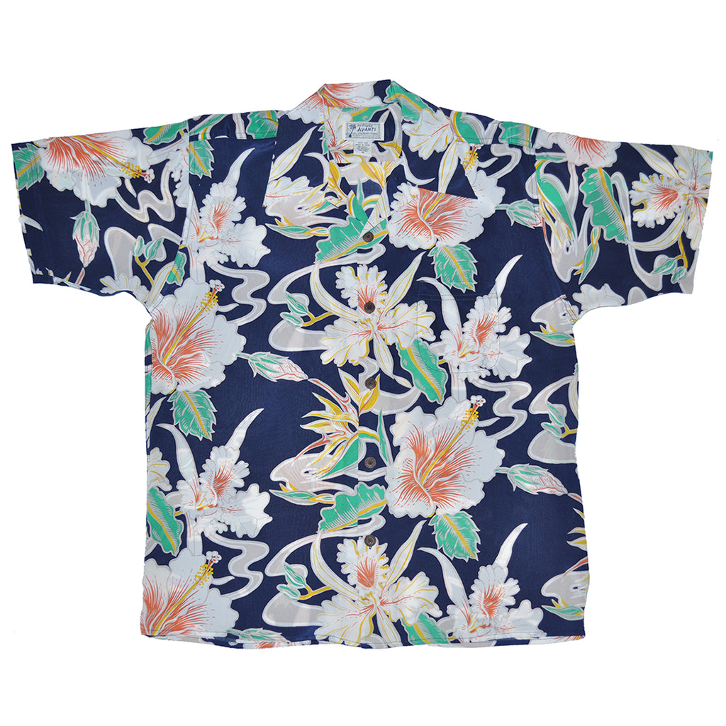 Junior Tropical Flow Hawaiian Shirt - Navy