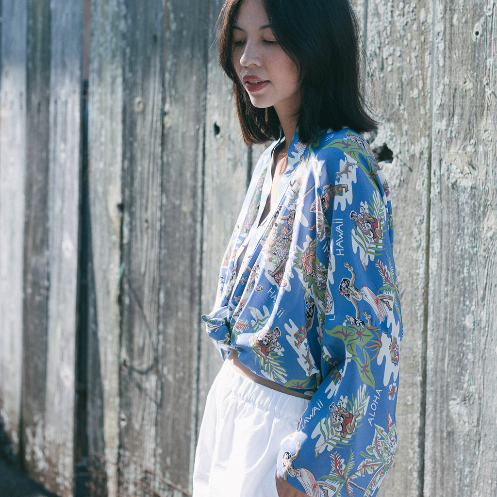 Women's Hula Hut Kimono Cover-Up - Blue