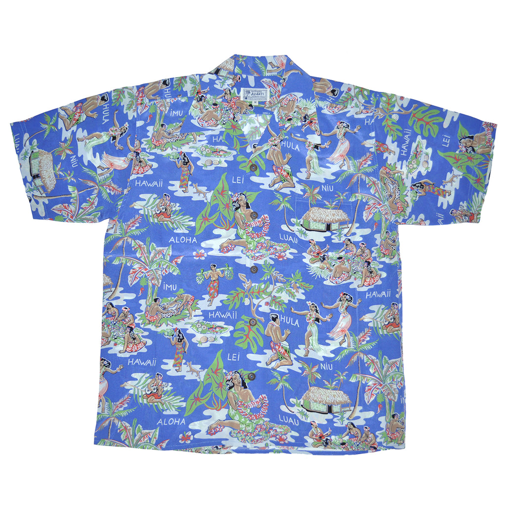 Men's Hula Hut Hawaiian Shirt - Blue