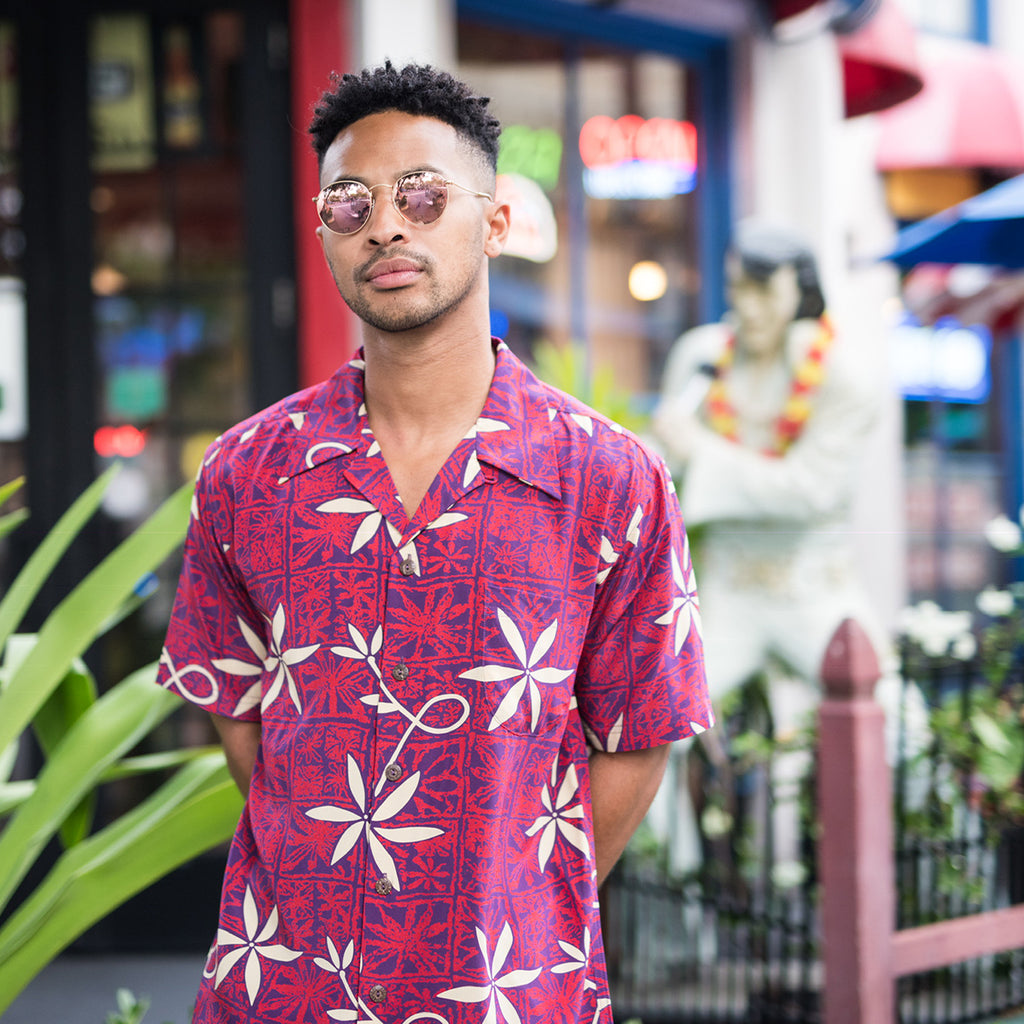 Men's Blue Hawaii Hawaiian Shirt - Red