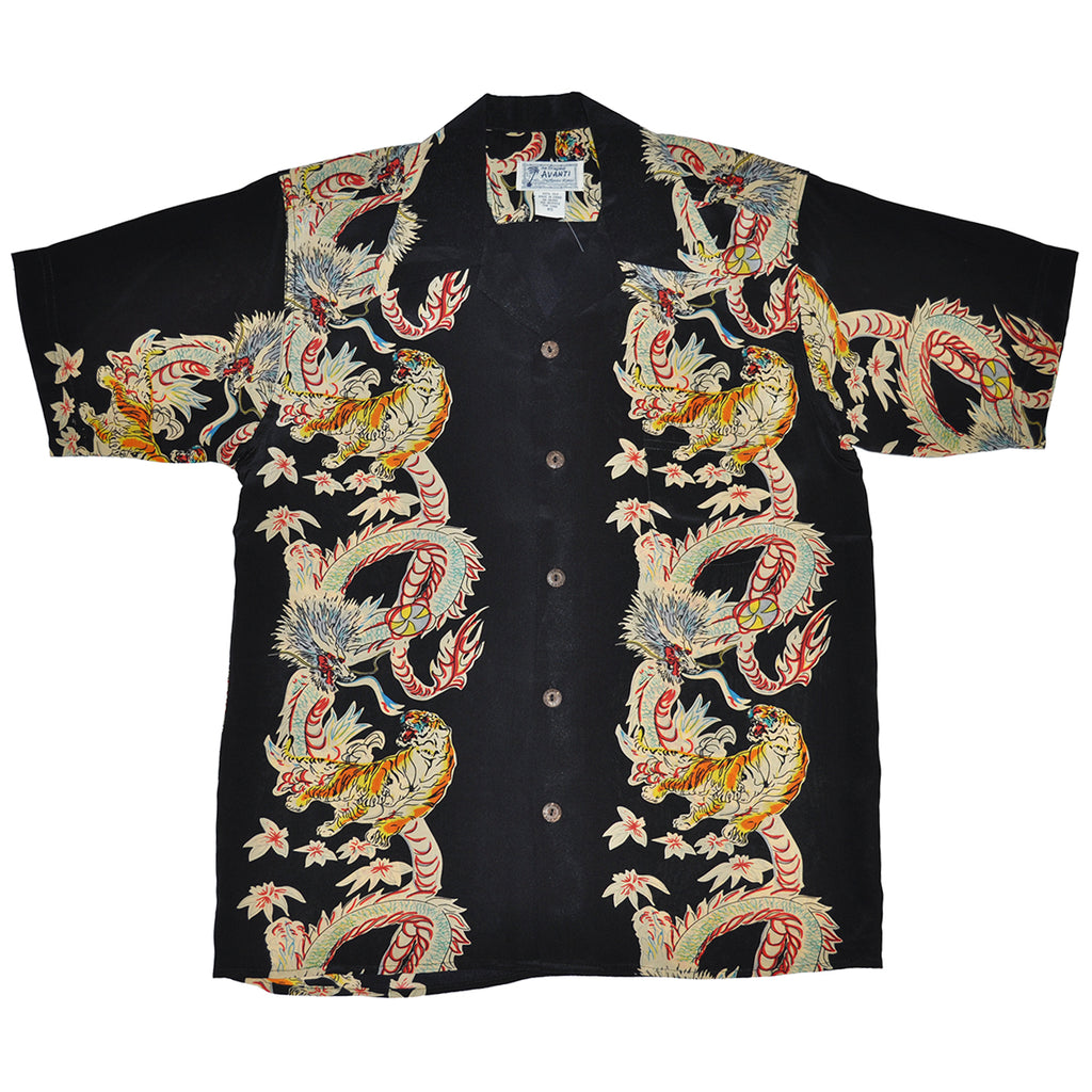 Junior Dragon & Tiger Hawaiian Shirt - Black