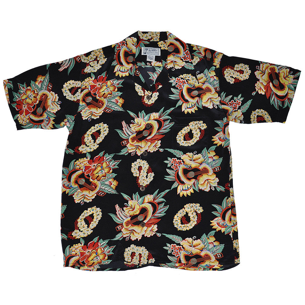 Men's Ukulele Lei Hawaiian Shirt