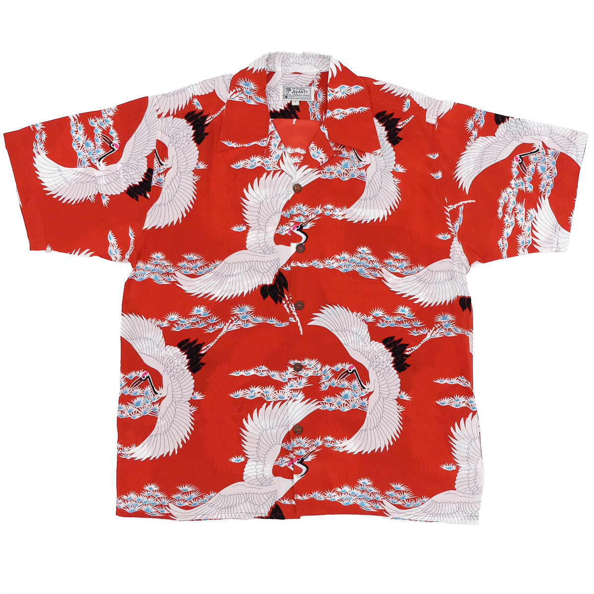 Men's Crane Aloha Shirt Red – AVANTI HAWAII - Main Image