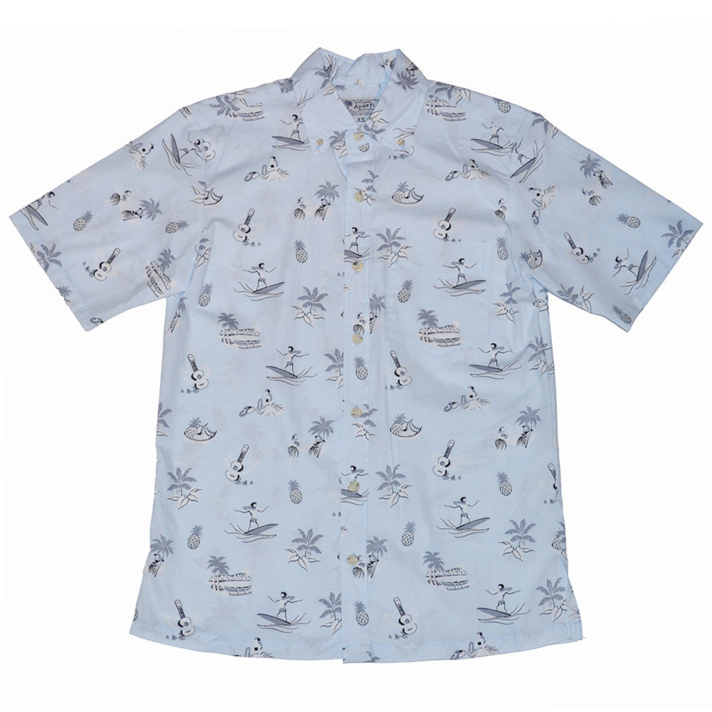 Men's Kaimana Aloha Shirt - Pale Blue
