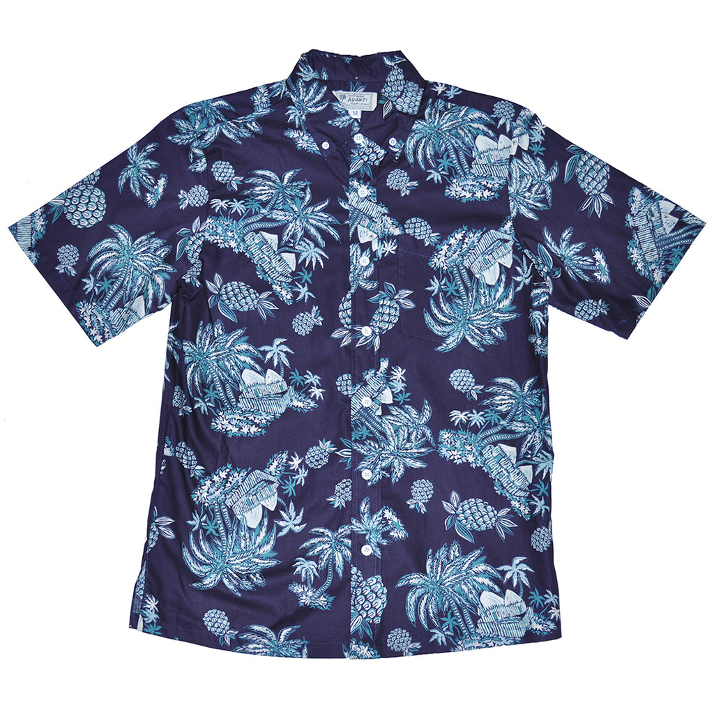 Men's Tahiti Aloha Shirt - Navy