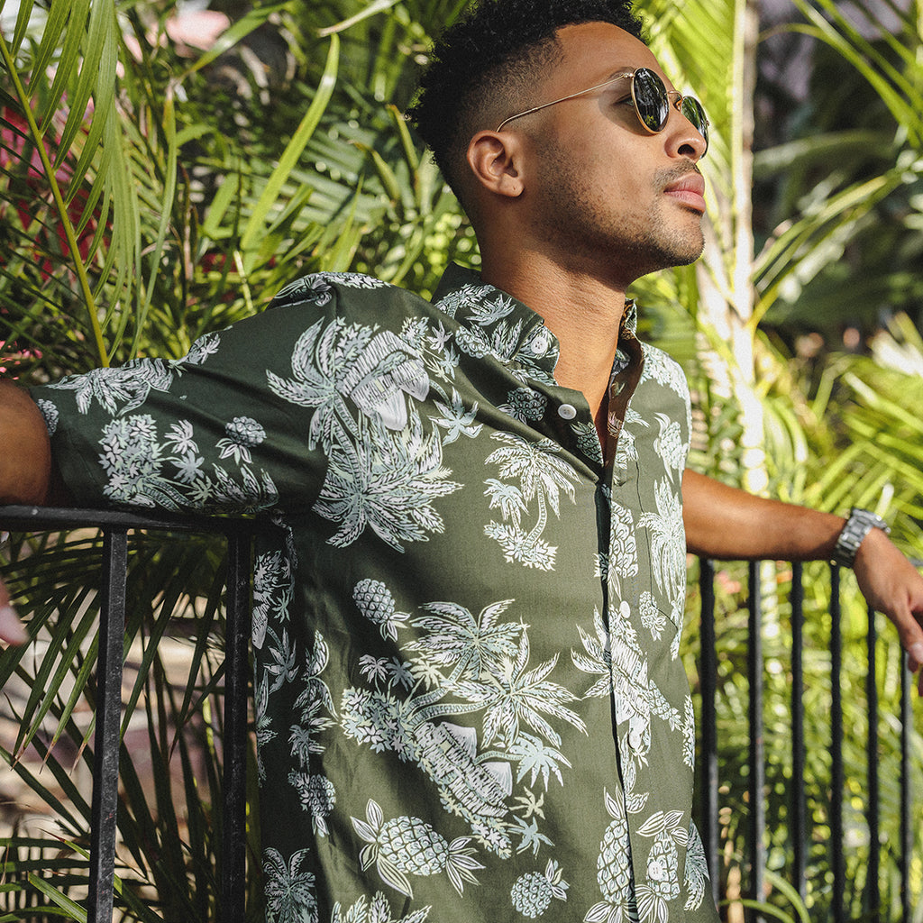 Men's Tahiti Aloha Shirt - Olive