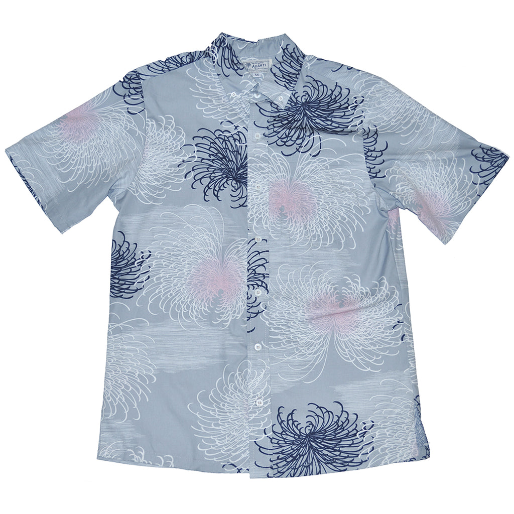 Men's Fireworks Aloha Shirt - Grey