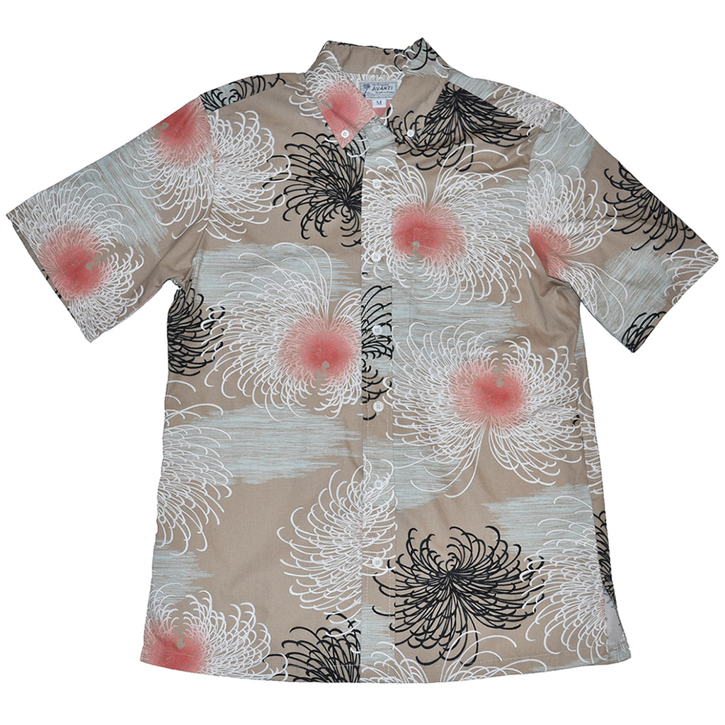 Men's Fireworks Aloha Shirt - Khaki