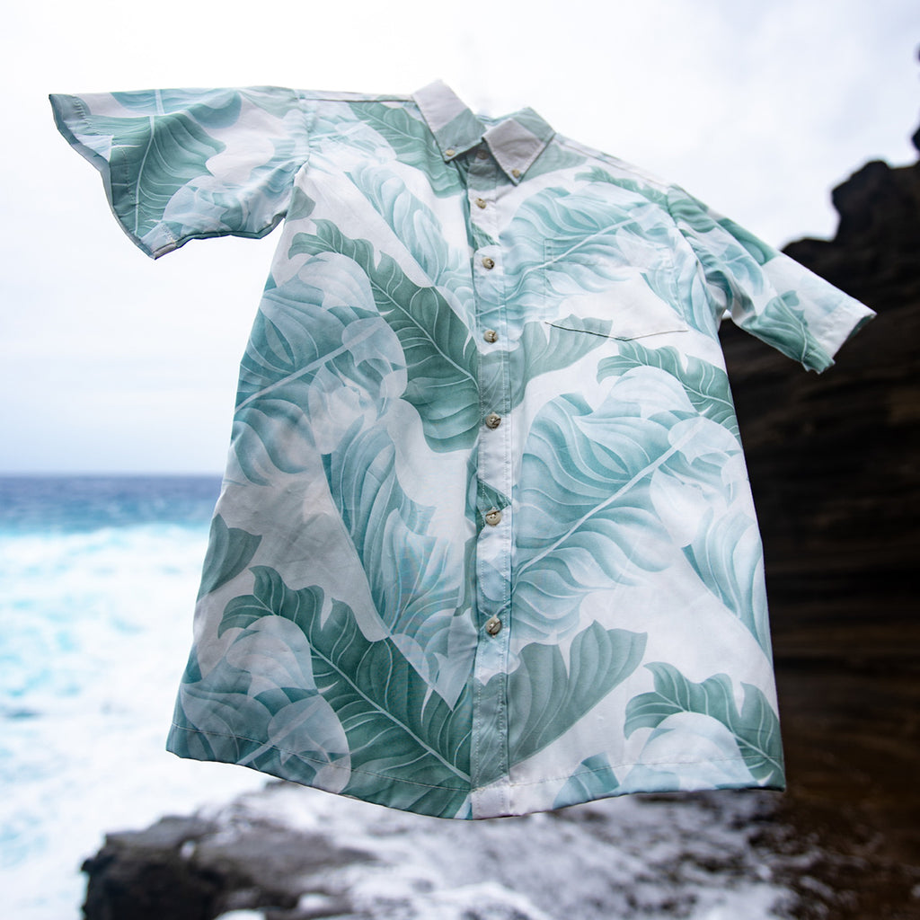 Men's Banana Leaf Aloha Shirt - White