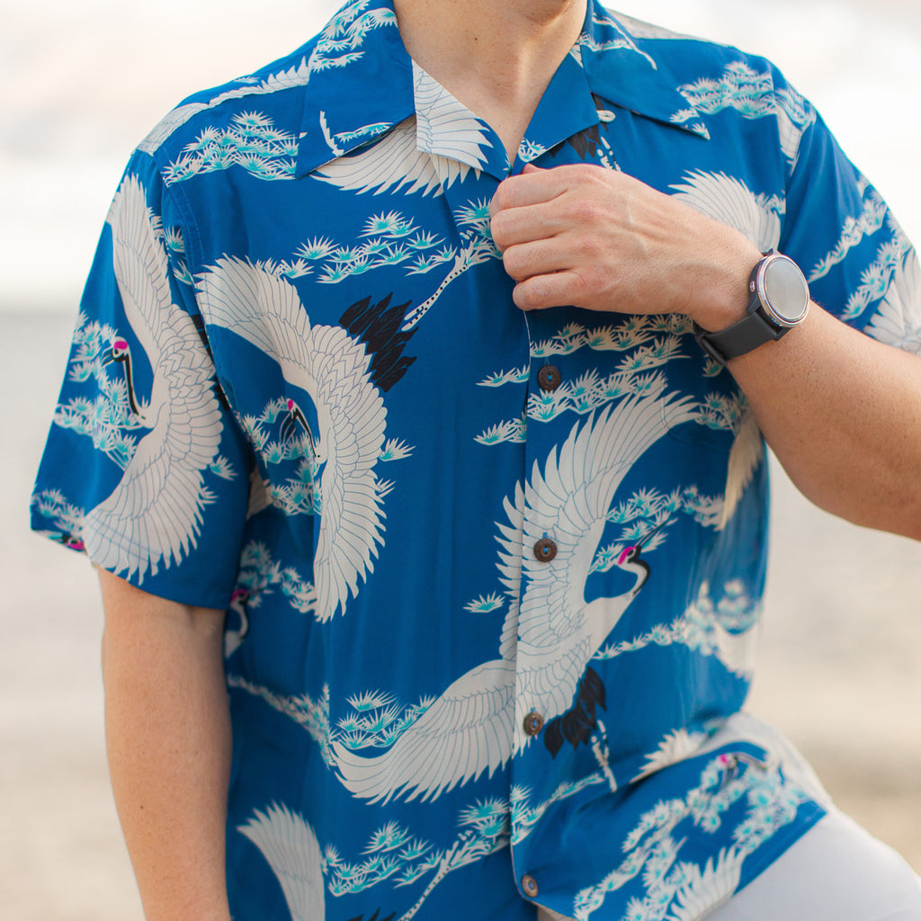 Men's Crane Hawaiian Shirt - Blue
