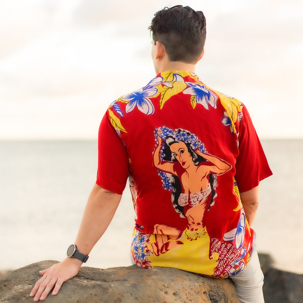 Men's Hawaiian Maiden Hawaiian Shirt - Red