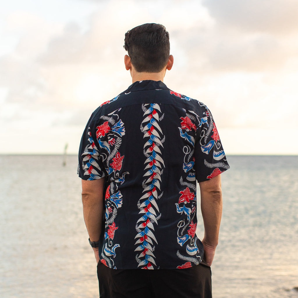 Men's Torch Ginger Hawaiian Shirt - Navy