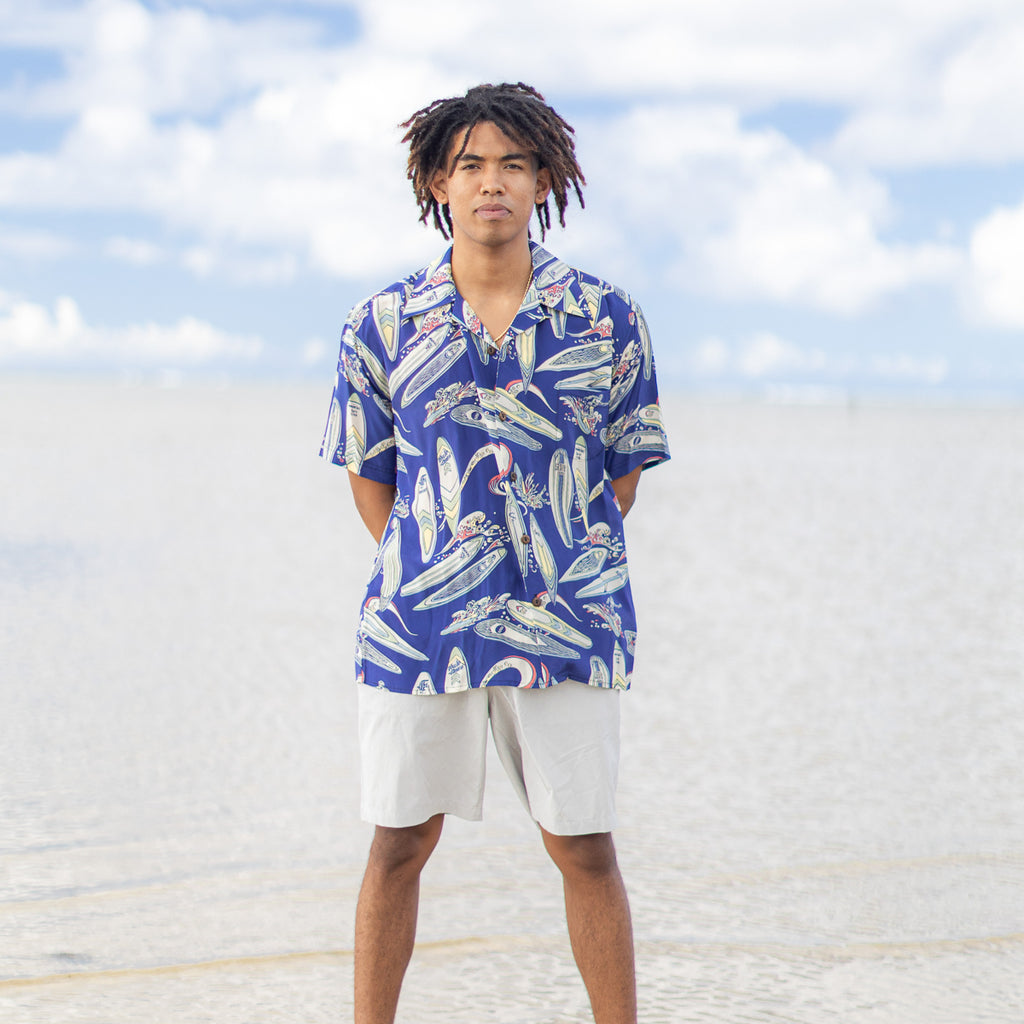 Men's Beach Boy Aloha Shirt - Blue