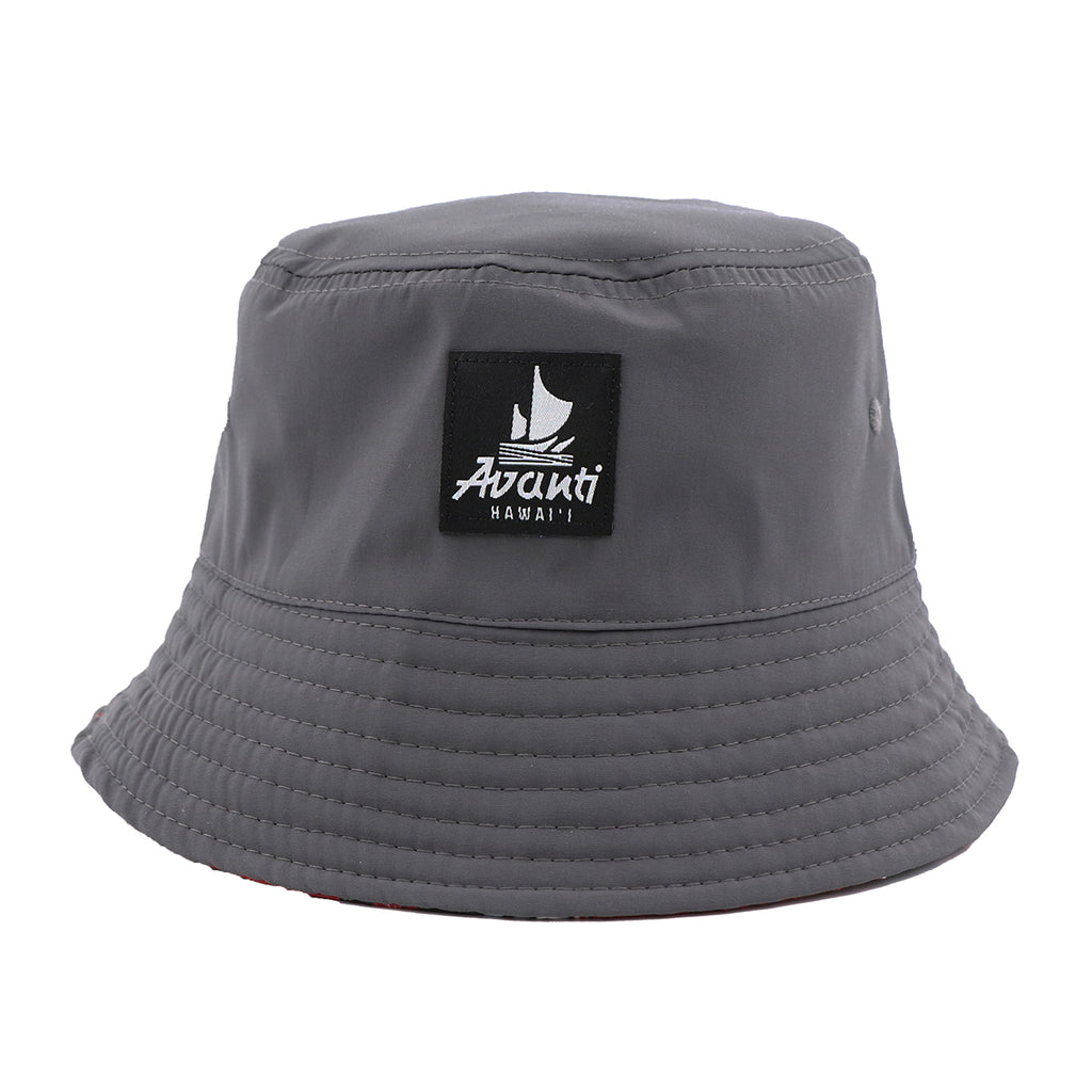 Electric Palms Reversible Bucket Hat - Red/Charcoal