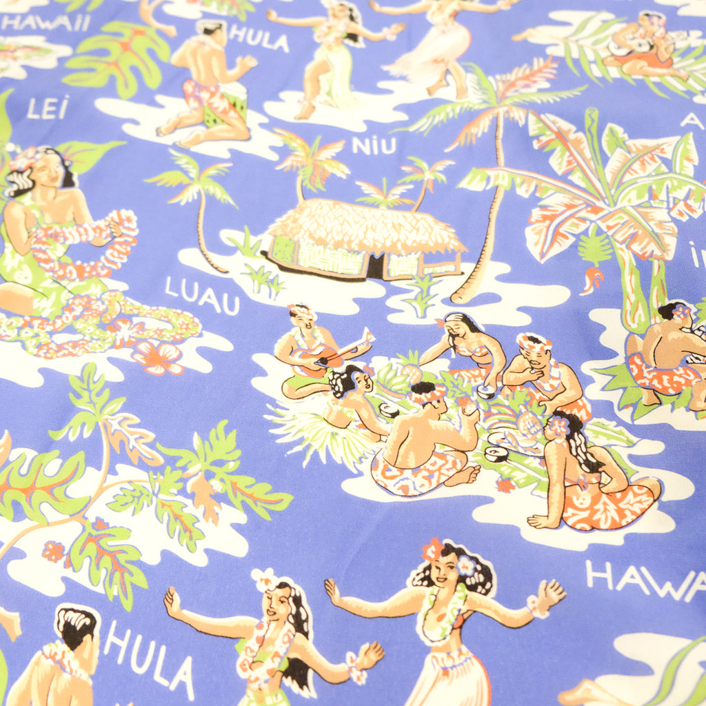 Women's Hula Hut Hawaiian Shirt - Blue
