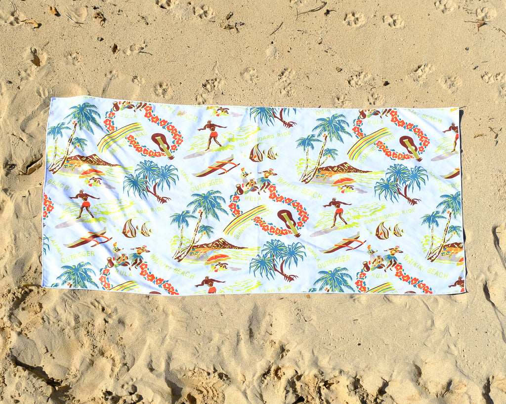 Surfboard Ride Anywhere Towel - White