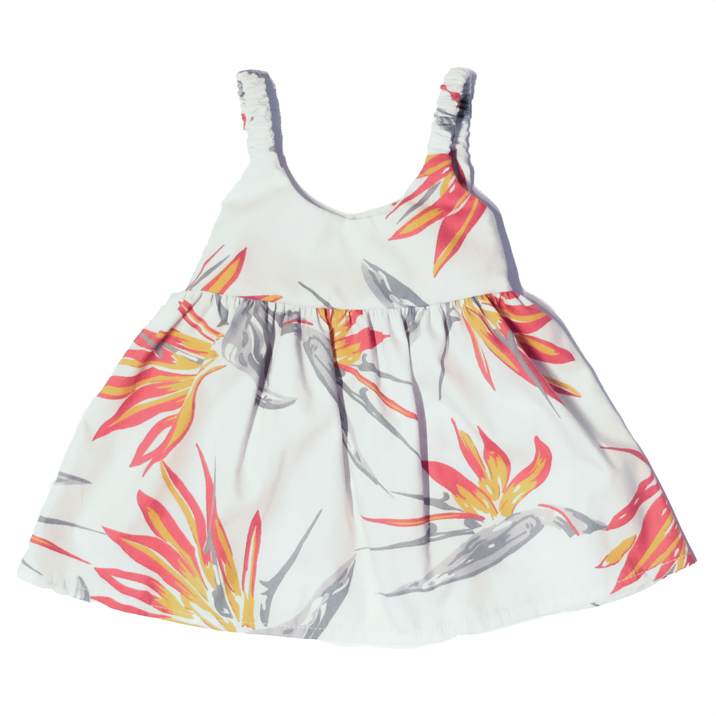 Girl's Paradise Sketch Elastic Strap Sun Dress - White