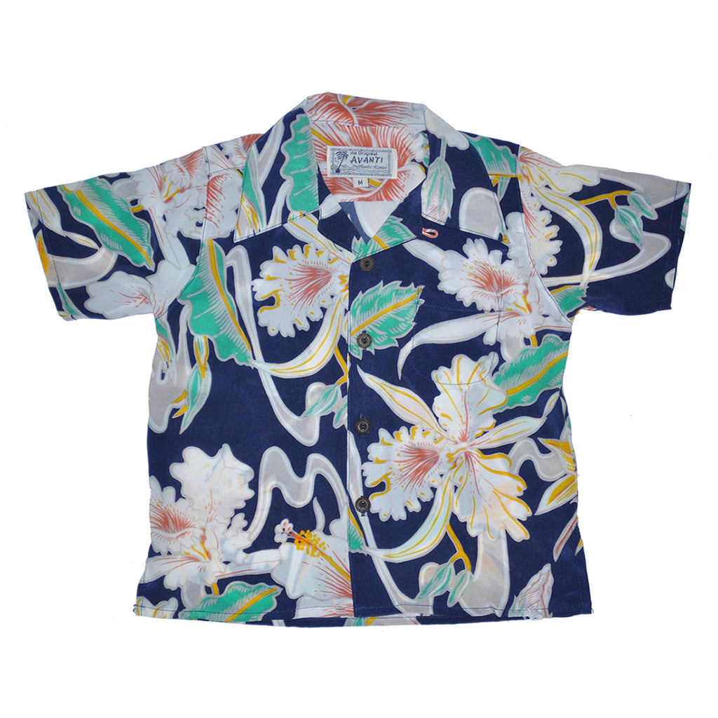 Boy's Tropical Flow Hawaiian Shirt - Navy