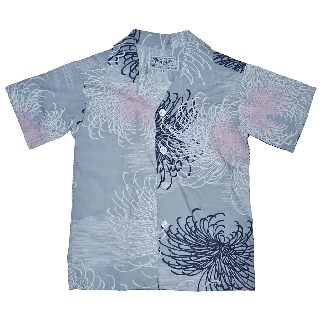 Boy's Fireworks Aloha Shirt - Grey