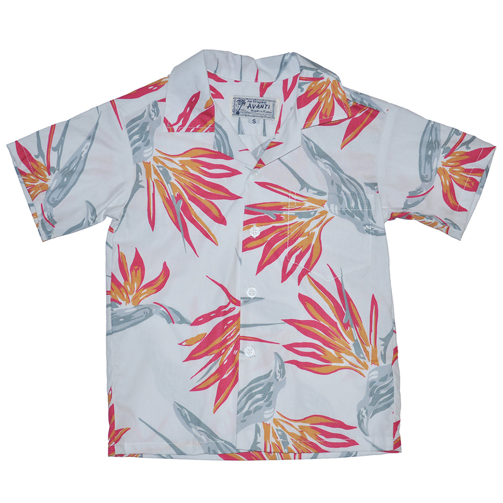 Boy's Paradise Sketch Aloha Shirt - White
