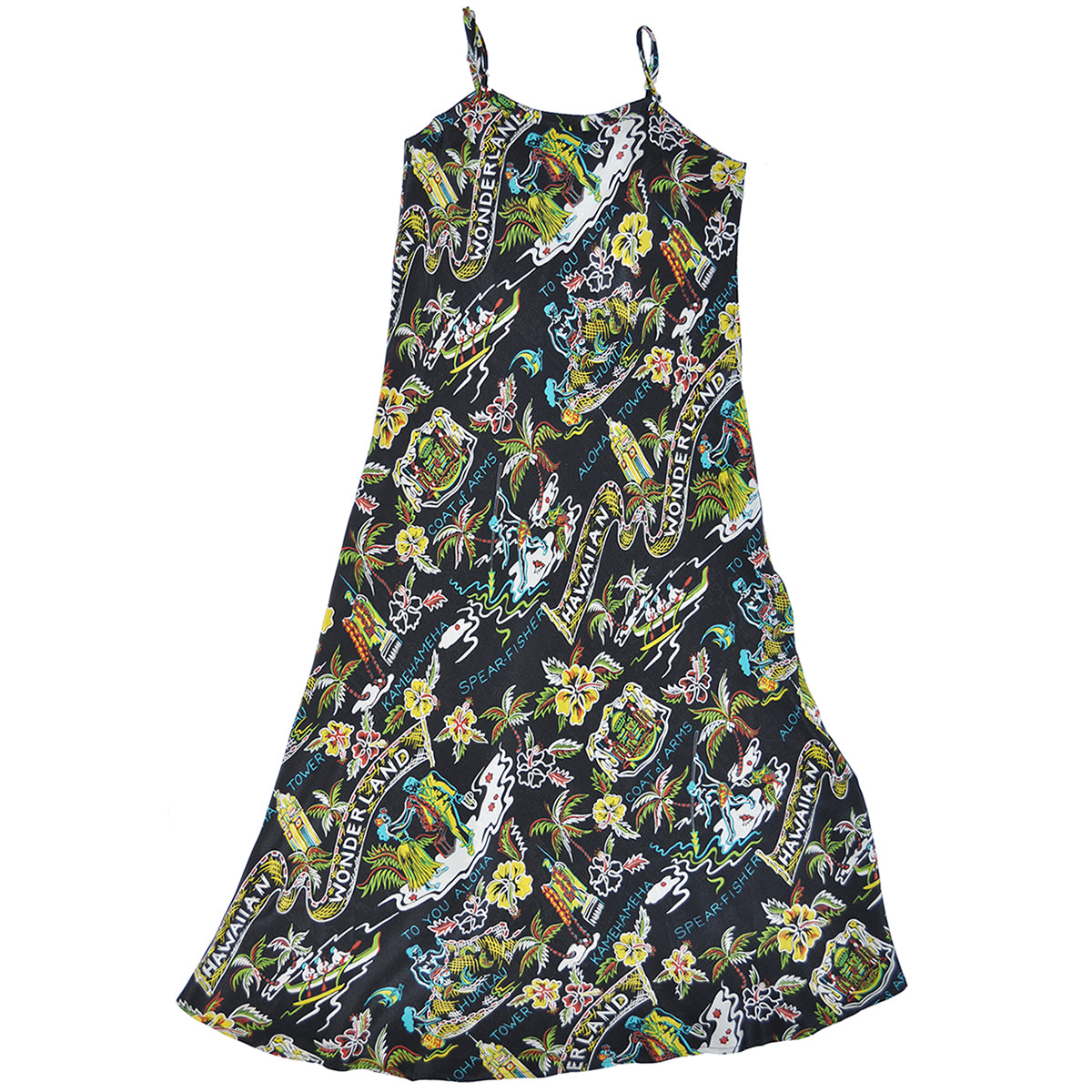 Women's Wonderland Hawaiian Slip Dress - Black AVANTI HAWAII Women's Wonderland Hawaiian Slip Dress - Black AVANTI HAWAII