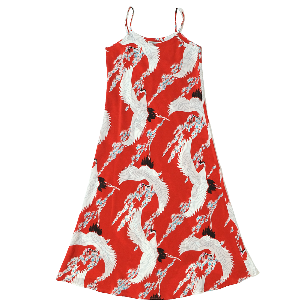 Women's Crane Hawaiian Slip Dress - Red