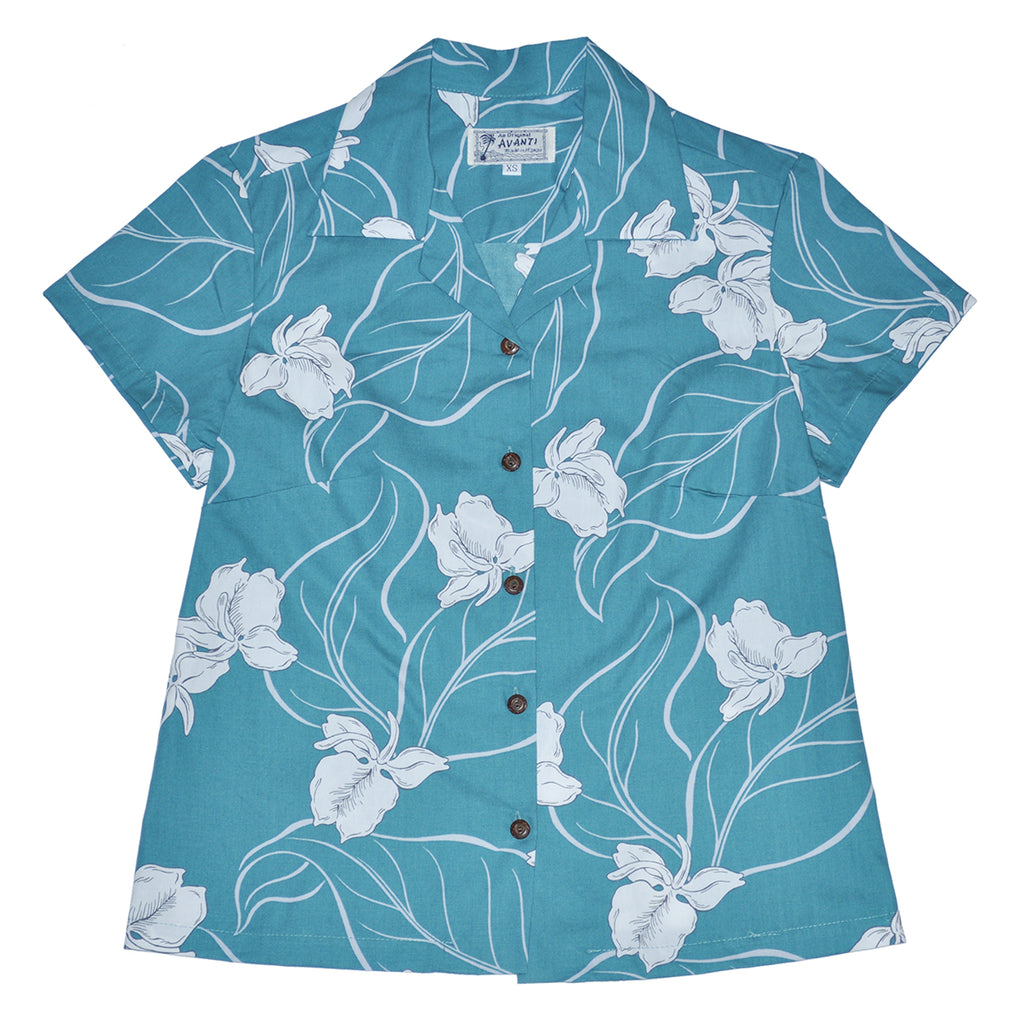 Women's White Ginger Aloha Shirt