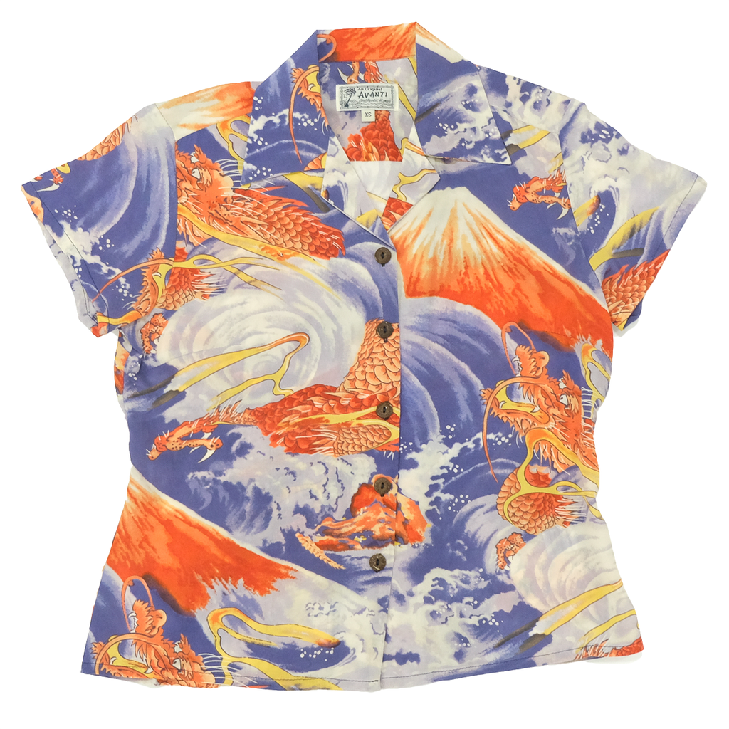 Women's Fuji Dragon Aloha Shirt - Indigo
